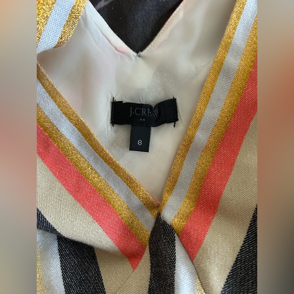 J.Crew Gold Orange Denim Metallic Stripe Dress - Picture 3 of 9